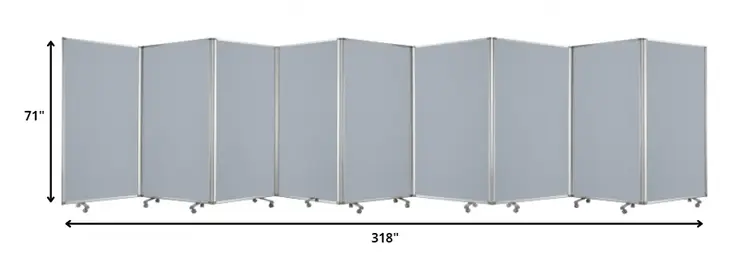 318" X 1" X 71" Metal, Grey, 9 Panel, Screen