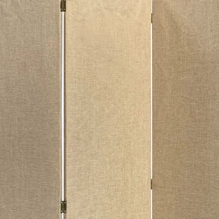 Beige Upholstered 3 Panel Room Divider Screen