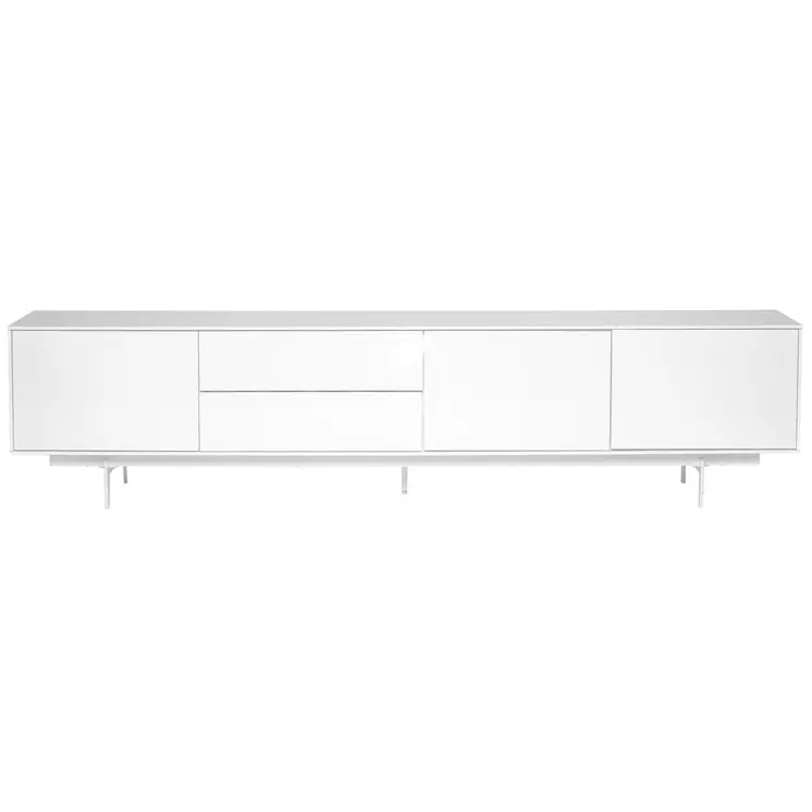 82" White Manufactured And Wood Cabinet Enclosed Storage TV Stand