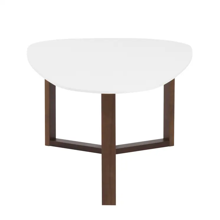 48" White and Brown Wood And Solid Wood Free Form Sled Coffee Table