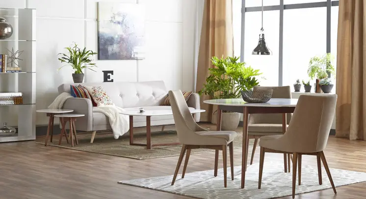 48" White and Brown Wood And Solid Wood Free Form Sled Coffee Table