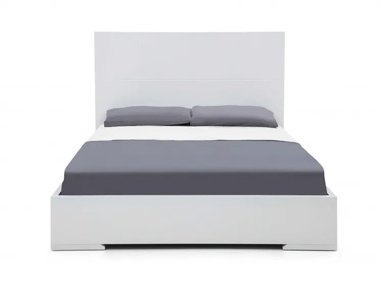 Contemporary White Queen Platform Bed