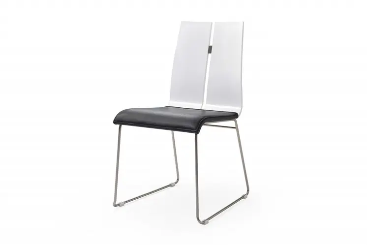 Set of Two Black and Silver Upholstered Faux Leather Dining Side Chairs