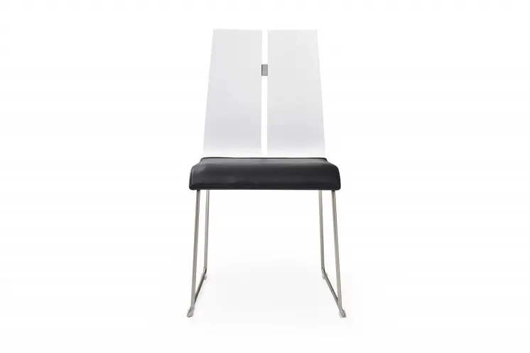 Set of Two Black and Silver Upholstered Faux Leather Dining Side Chairs