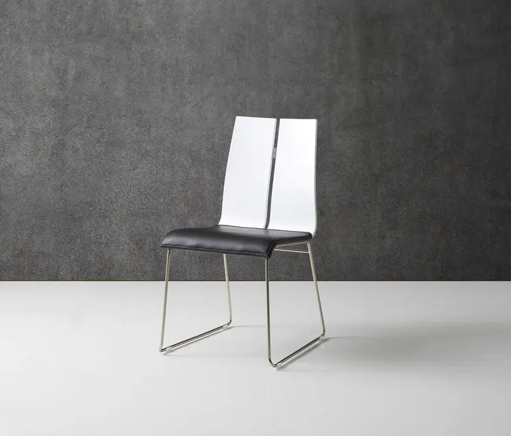 Set of Two Black and Silver Upholstered Faux Leather Dining Side Chairs