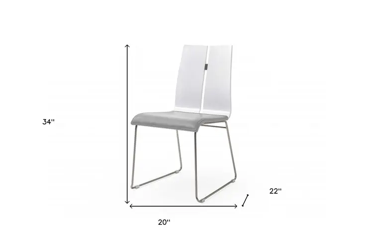 Gray and Silver Upholstered Faux Leather Dining Side Chair