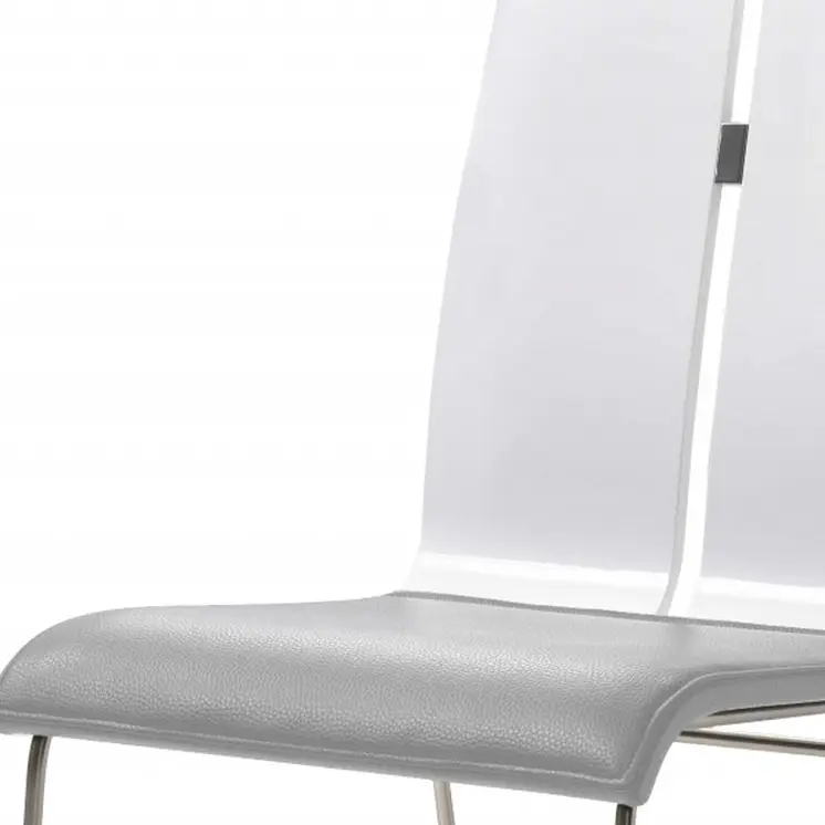 Gray and Silver Upholstered Faux Leather Dining Side Chair