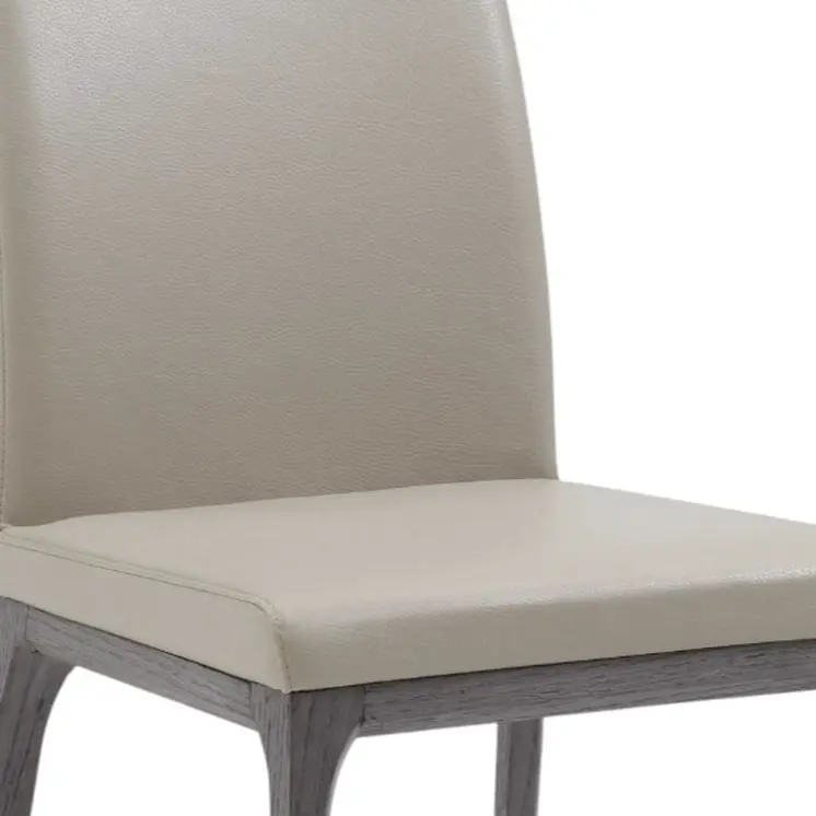 Set of Two Taupe and Gray Upholstered Faux Leather Dining Side Chairs