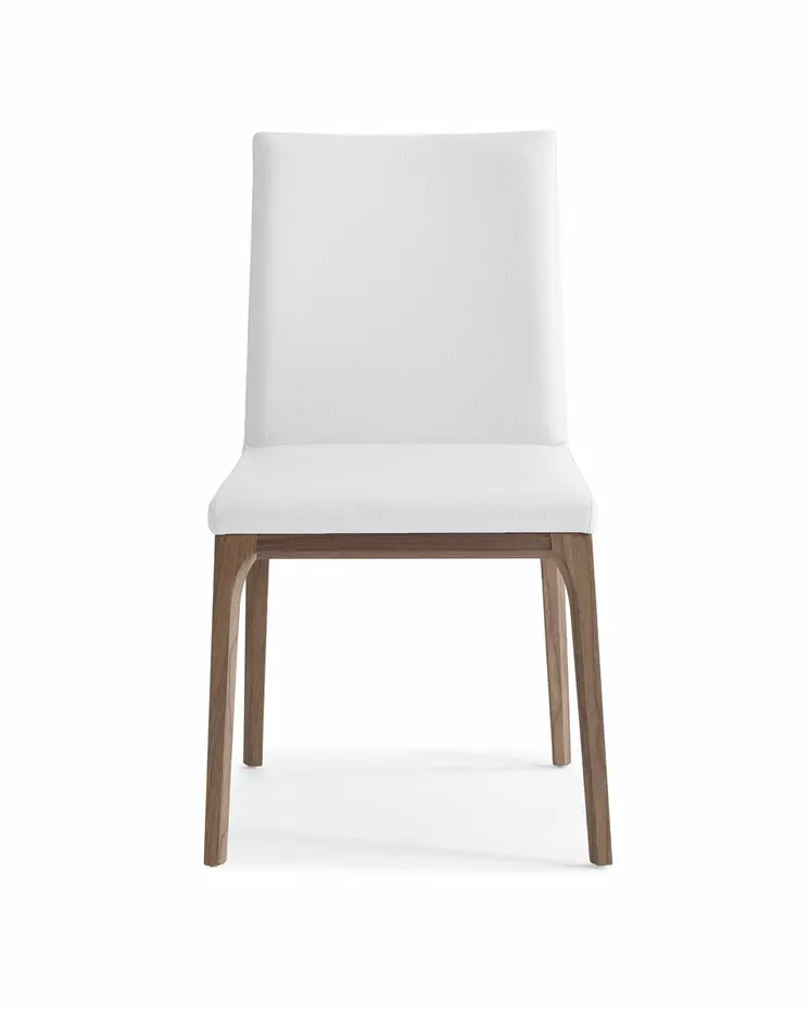 Set of Two White and Brown Upholstered Faux Leather Dining Side Chairs