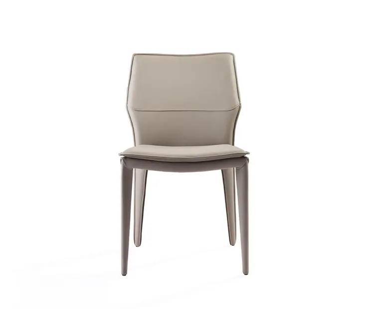 Set of Two Taupe Upholstered Faux Leather Dining Side Chairs