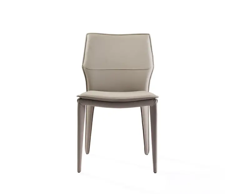 Set of Two Taupe Upholstered Faux Leather Dining Side Chairs