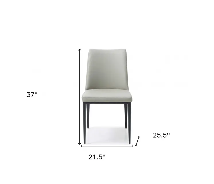 Set of Two Gray and Black Upholstered Faux Leather Dining Side Chairs