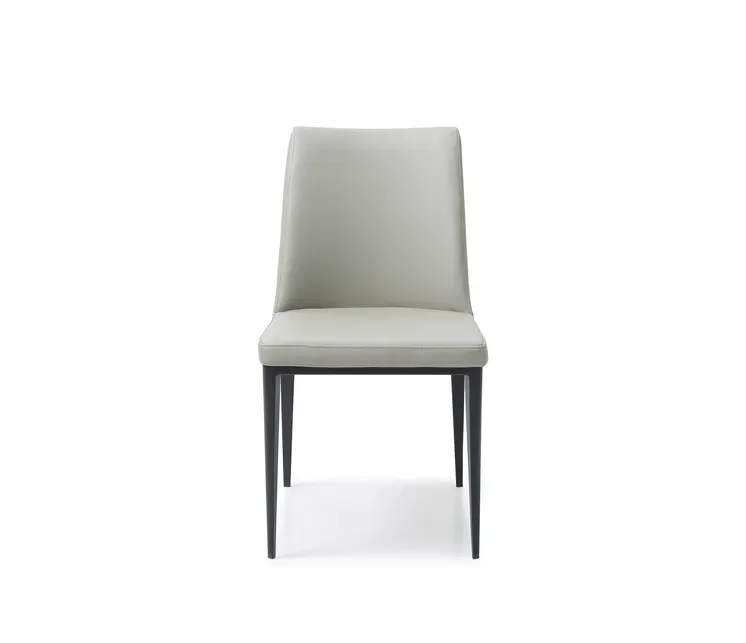 Set of Two Gray and Black Upholstered Faux Leather Dining Side Chairs