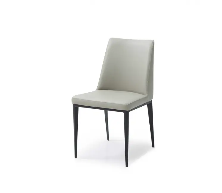Set of Two Gray and Black Upholstered Faux Leather Dining Side Chairs