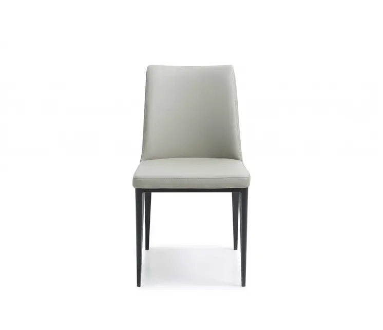 Set of Two Gray and Black Upholstered Faux Leather Dining Side Chairs