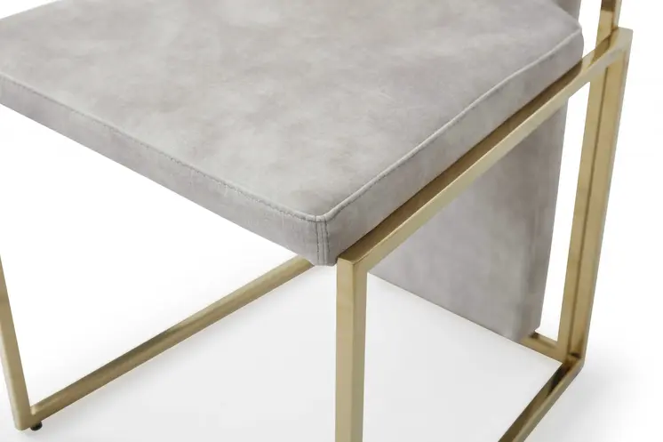 Set of Two Beige and Gold Upholstered Dining Side Chairs