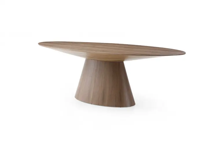 95" Brown Oval Solid Wood Pedestal Base Dining Table