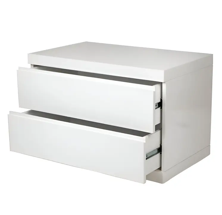 20" White Wood Two Drawer Nightstand