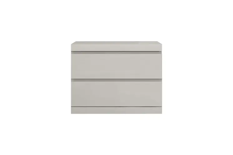 Modern Gray Woodgrain Finish 2 Drawer Nightstand