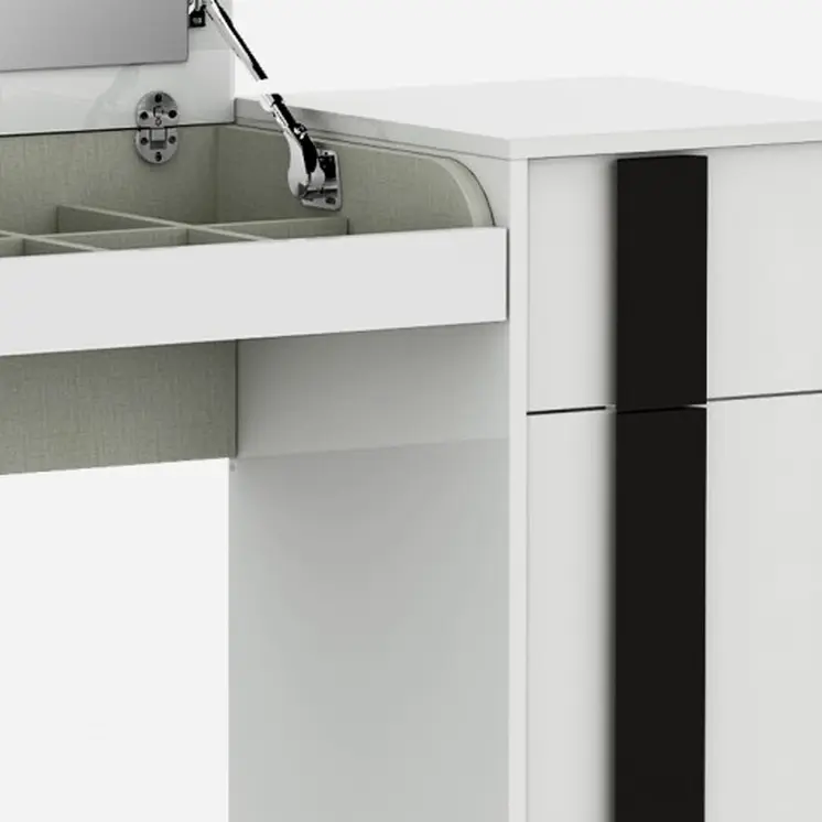 39" White Single Drawer Vanity Chest With Mirror