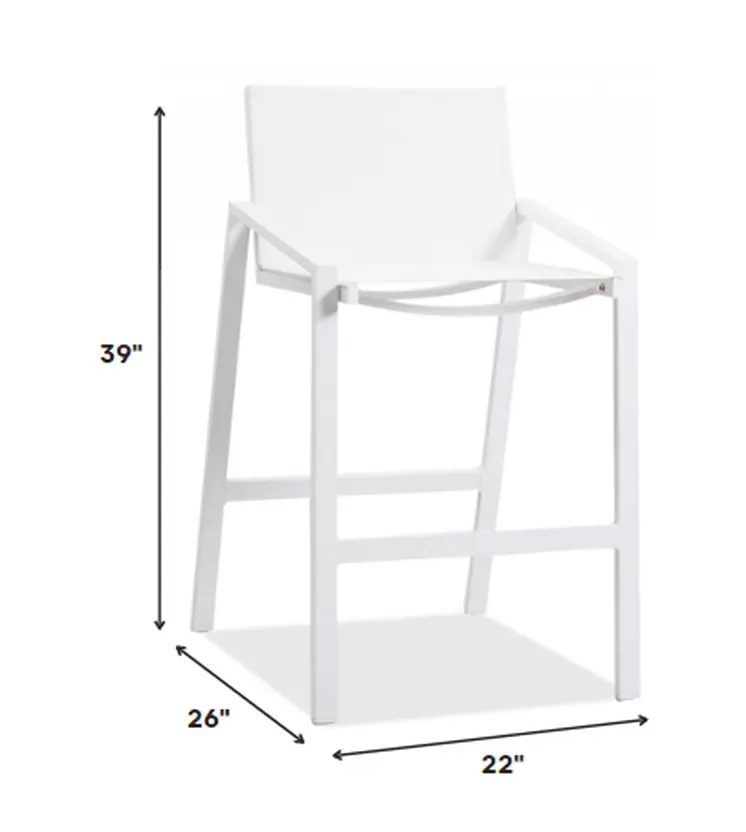 28" White Iron and Stainless Steel Counter Height Bar Chair