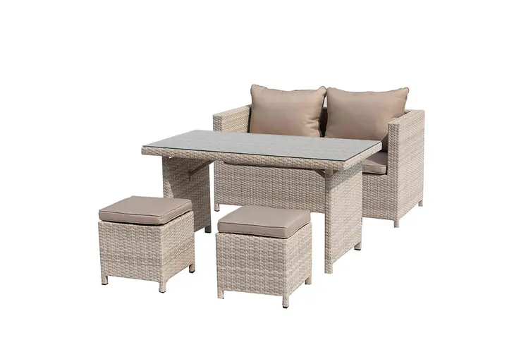 50" Beige Glass And Iron Coffee Table