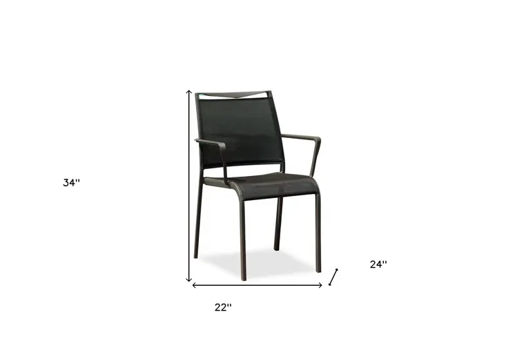 Set of Four Gray Dining Arm Chairs