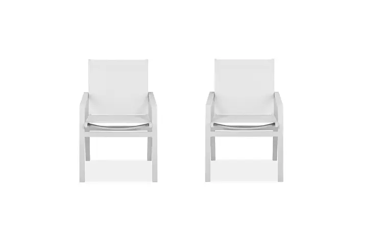 Set of Two 22" White Metal Indoor Outdoor Dining Chair