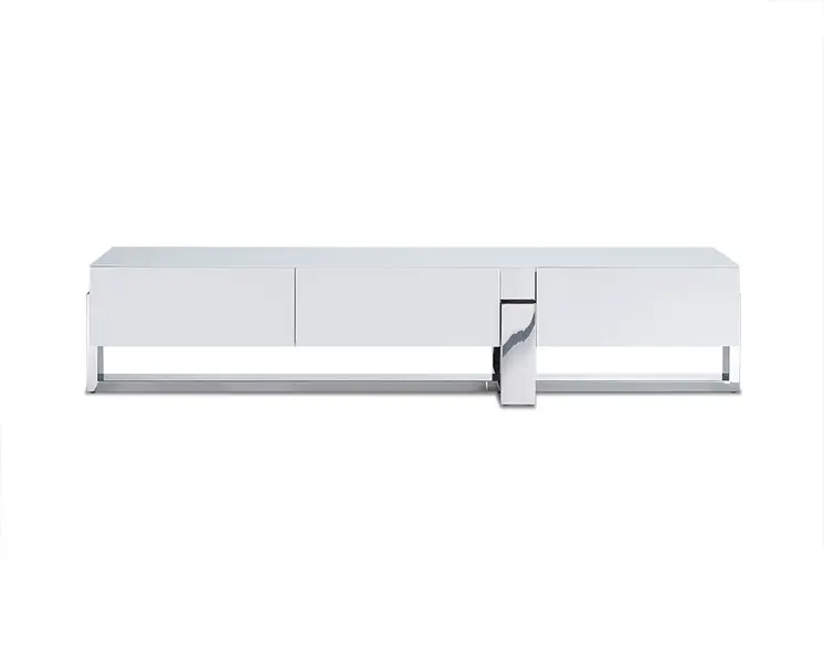 91 X 18 X 19 White Stainless Steel Tv Unit