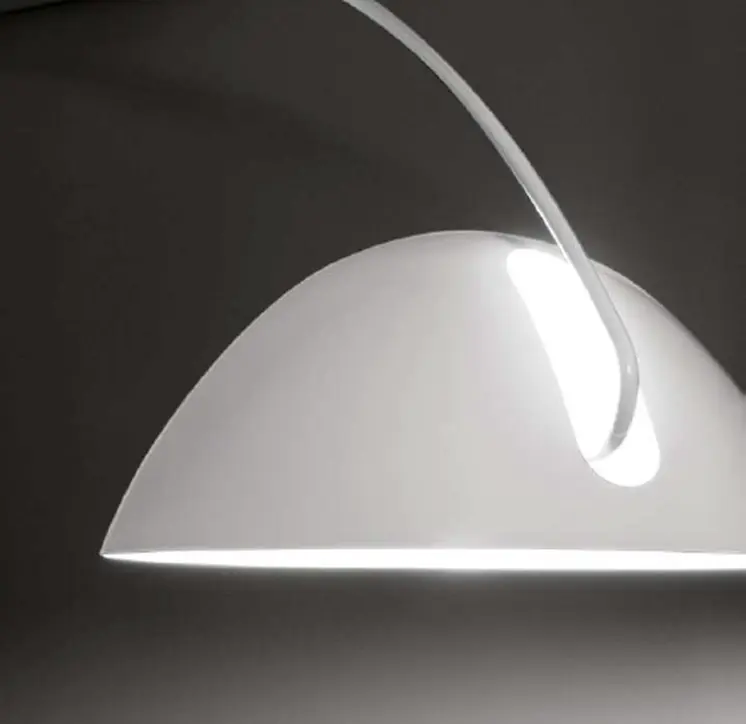 91" White Steel Arched With White Metal Shade