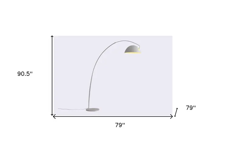 91" White Steel Arched With White Metal Shade