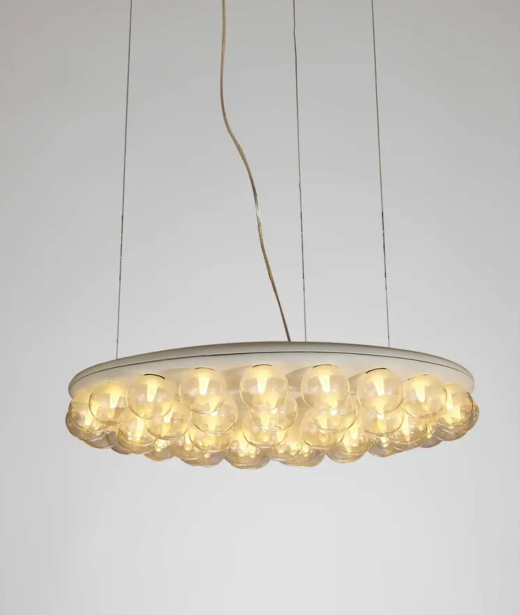 29 X 29 X 7 White Glass Metal Pendant Lamp