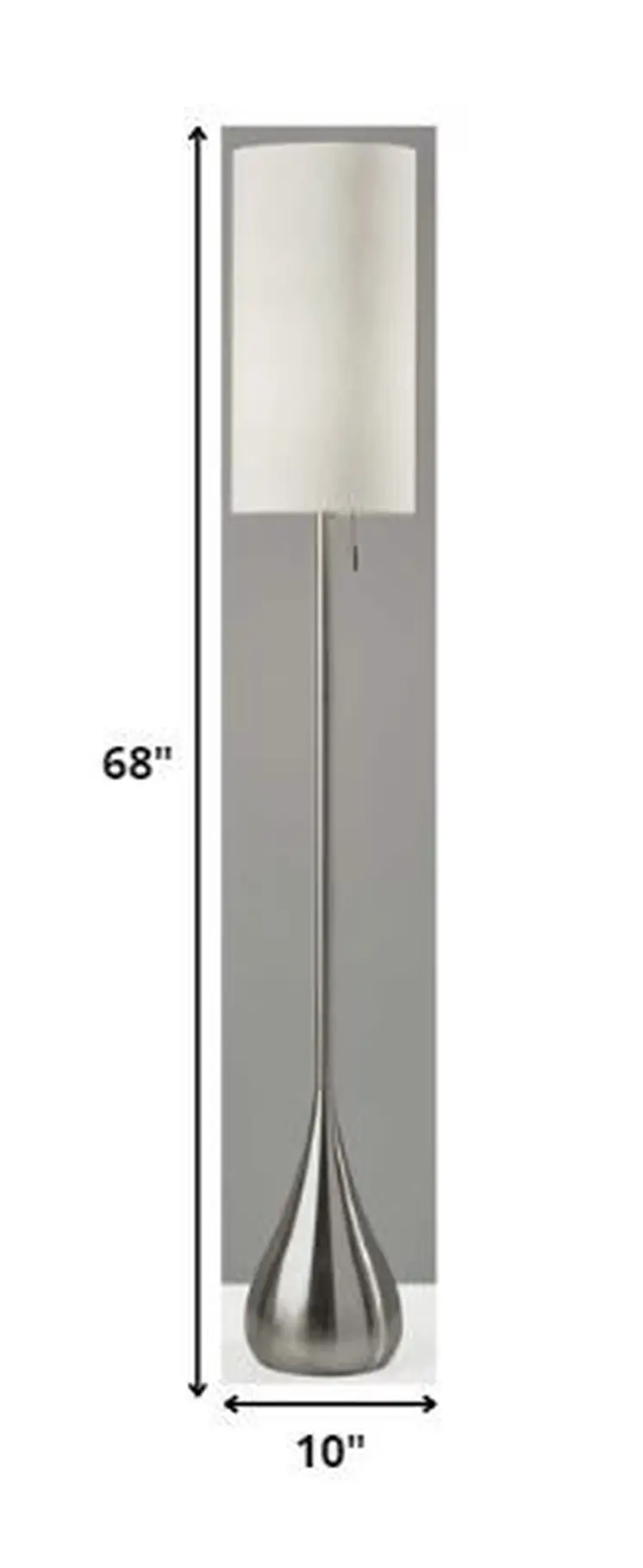 68" Silver Floor Lamp With White Fabric Drum Shade