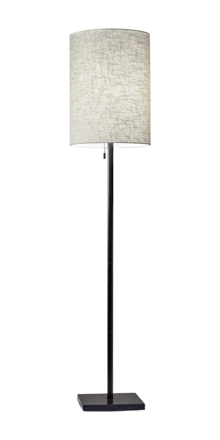 61" Bronze Metal Floor Lamp With Beige Fabric Shade