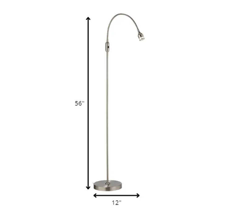 56" Silver LED Arched Floor Lamp With Silver