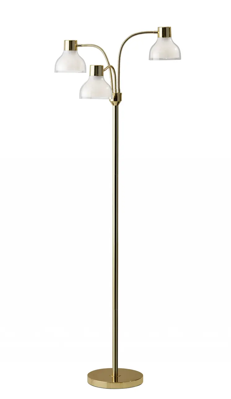 69" Gold Three Light Tree Floor Lamp With Clear Plastic Bowl Shade