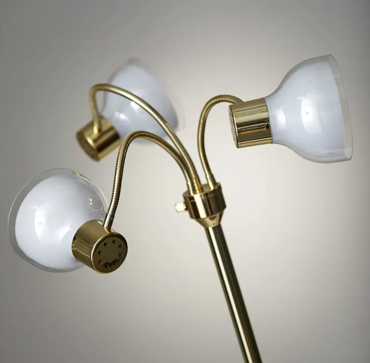 69" Gold Three Light Tree Floor Lamp With Clear Plastic Bowl Shade