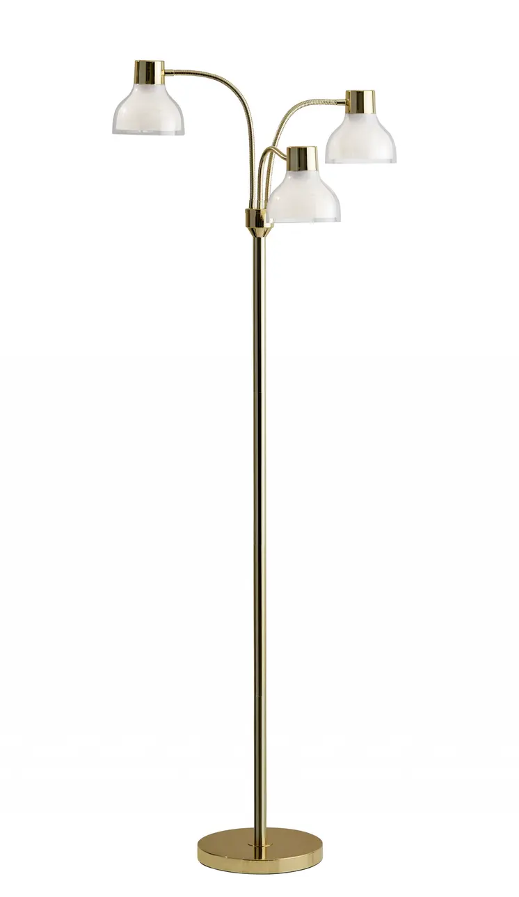 69" Gold Three Light Tree Floor Lamp With Clear Plastic Bowl Shade