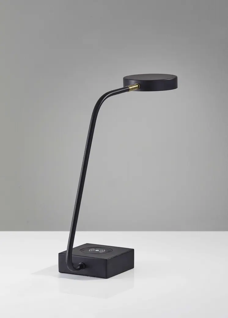 Tech Enhanced Black Metal Disk Led Adjustable Desk Lamp