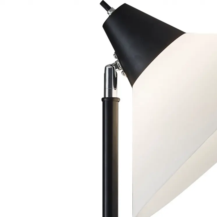 72" Black And White Floor Lamp With White Plastic Cone Shade