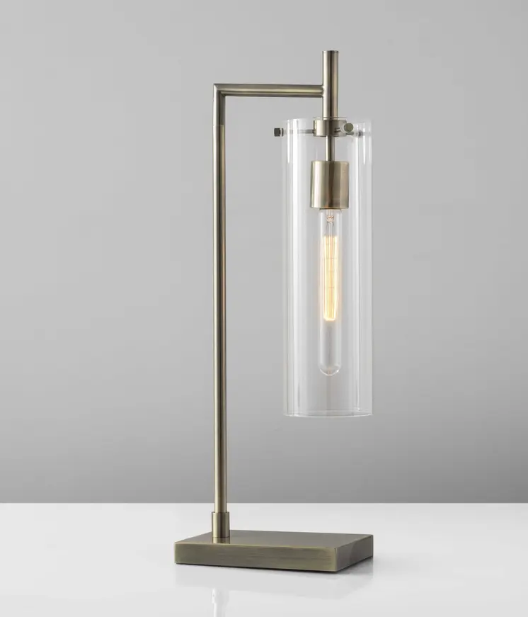 24" Brass Novelty With Clear Cylinder Shade