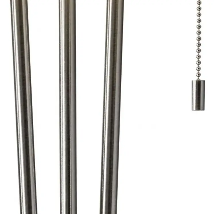 Stylish Triple Pole Brushed Steel Metal Table Lamp