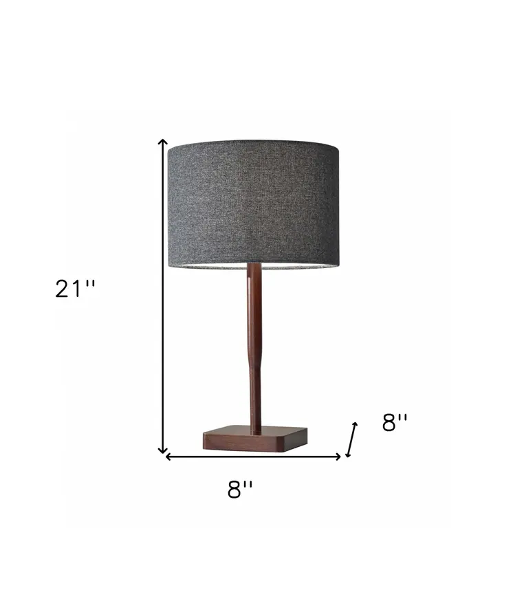 Cozy Cabin Walnut Wood Finish Table Lamp