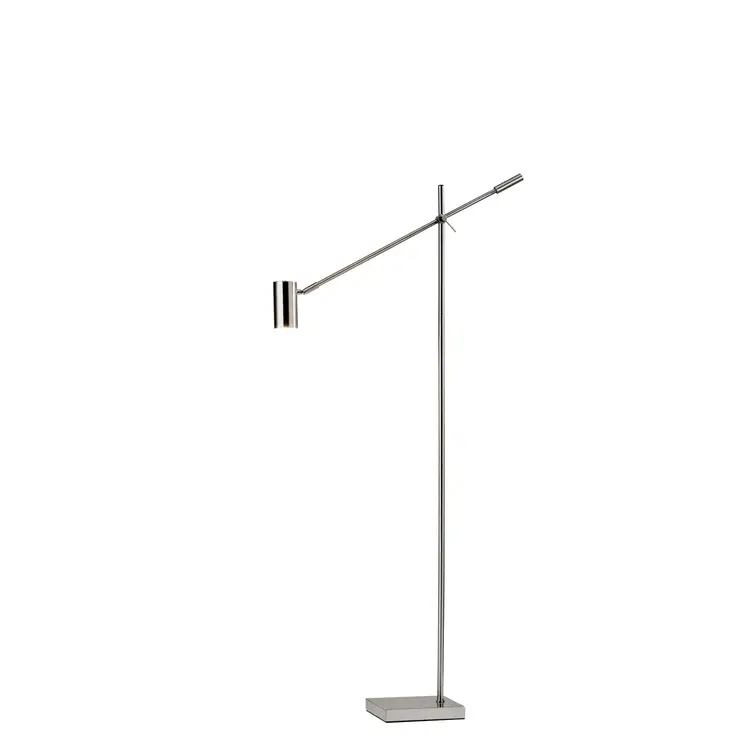 63" Silver LED Task Floor Lamp With Silver Metal Drum Shade