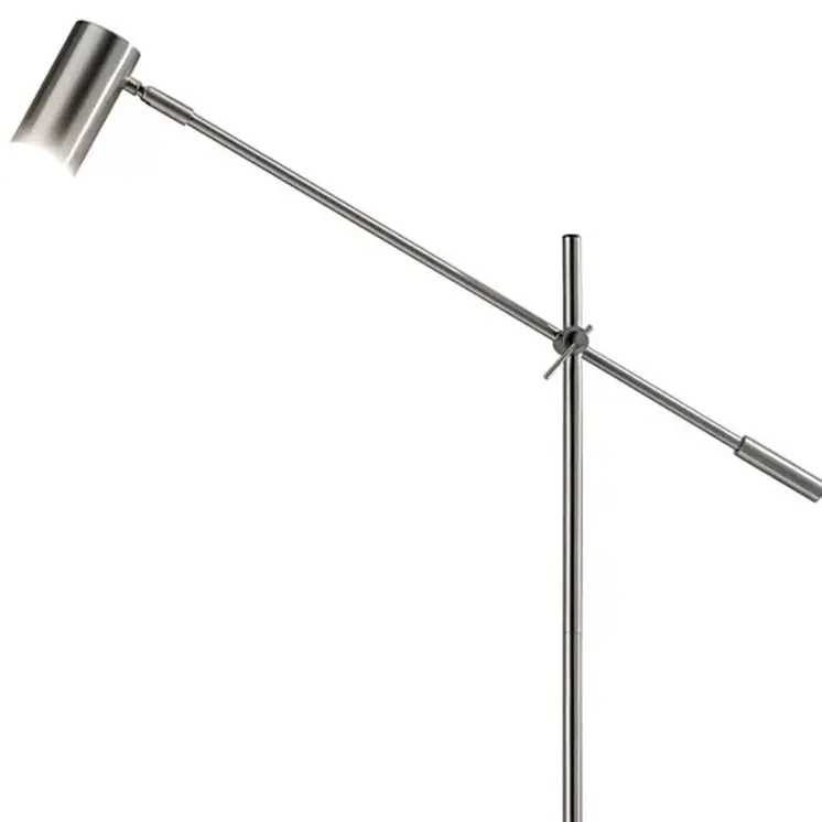 63" Silver LED Task Floor Lamp With Silver Metal Drum Shade