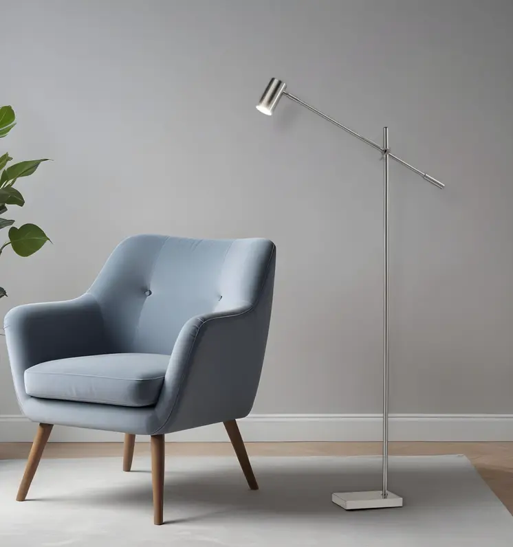 63" Silver LED Task Floor Lamp With Silver Metal Drum Shade