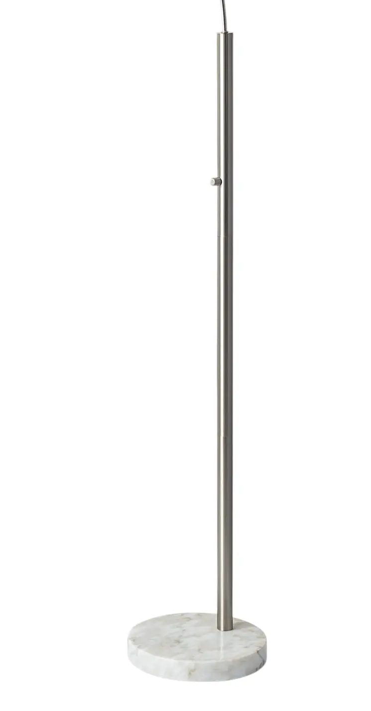 74" Silver Metal Arched Floor Lamp With Gray Linen Drum Shade