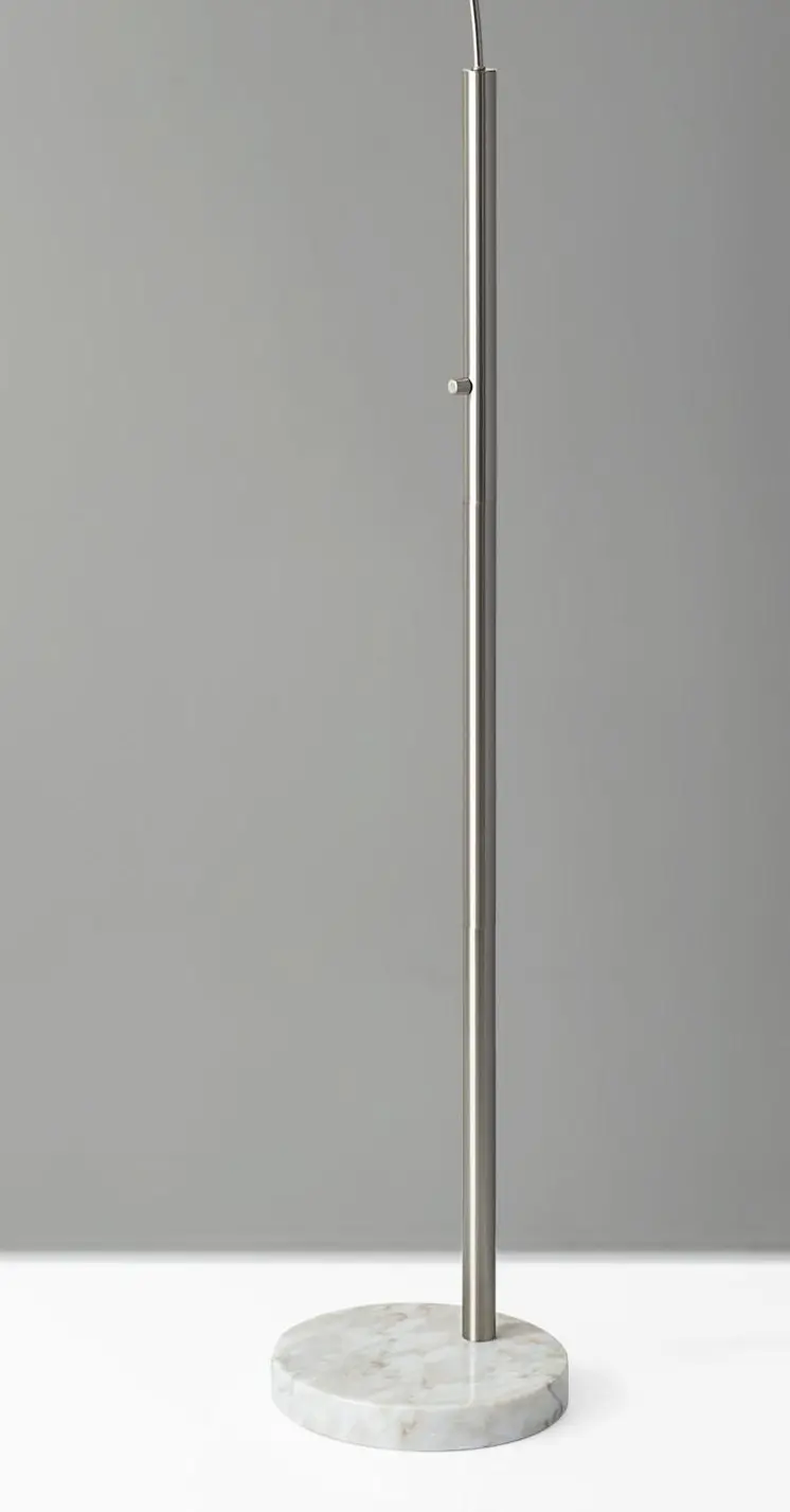 74" Silver Metal Arched Floor Lamp With Gray Linen Drum Shade