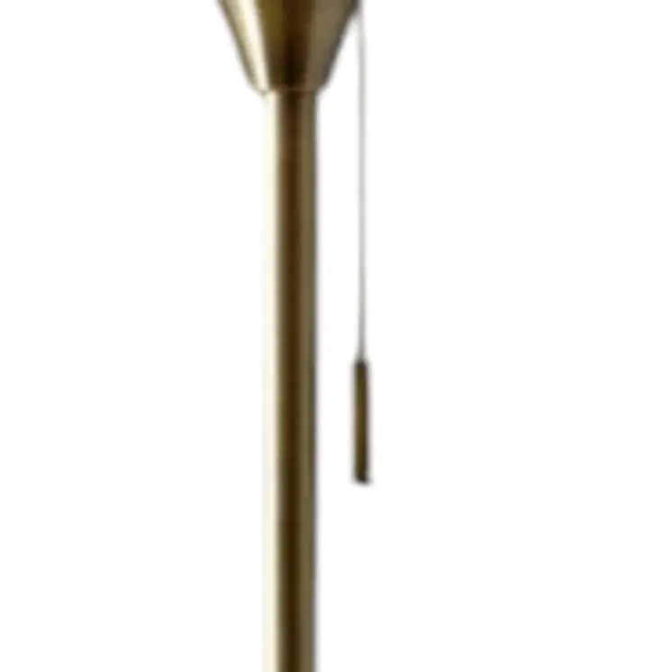 71" Brass Metal Torchiere Floor Lamp With White Glass Novelty Shade