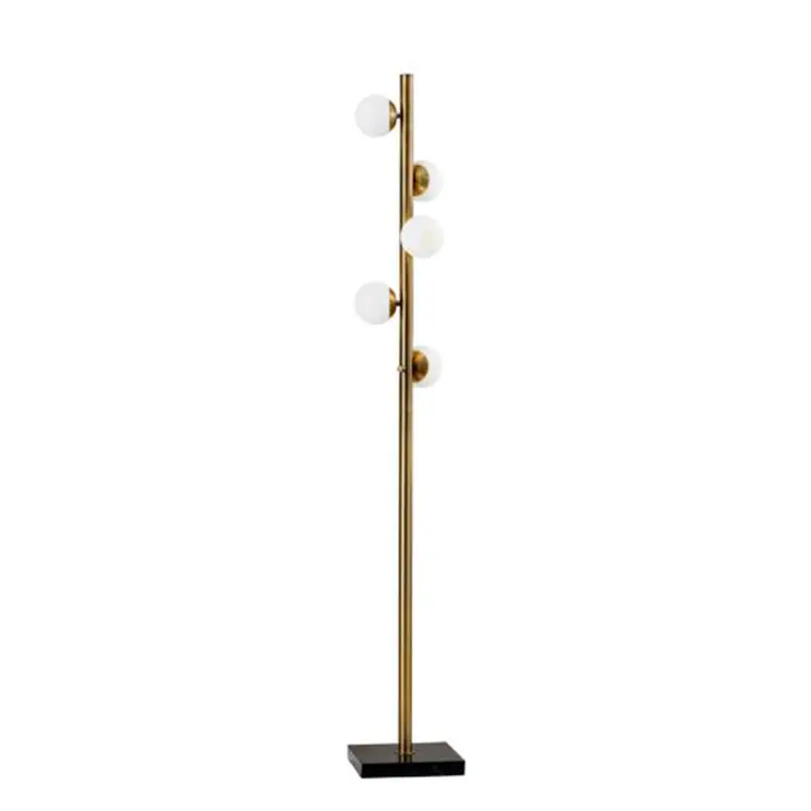 65" Brass LED With White Glass Shade
